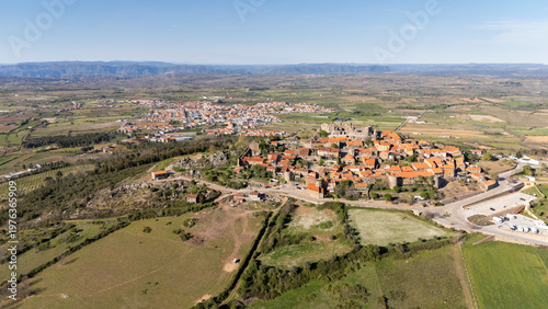 Castelo rodrigo village and modern figueira de castelo rodrigo aerial view