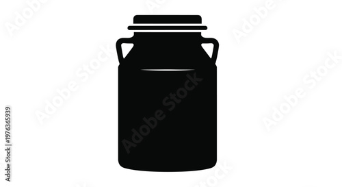 Simple black silhouette of a vintage milk jug or container