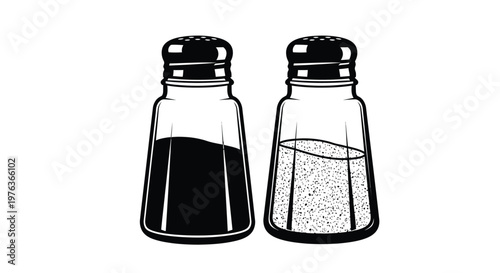 Black and white salt and pepper shakers a simple graphic silhouette