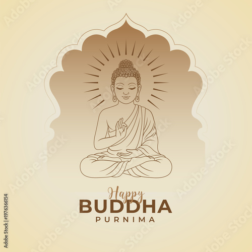 Happy Buddha Purnima Template Design Illustration with Lord Buddha Illustration