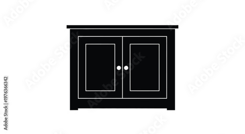 Black cabinet with two doors a simple stark silhouette
