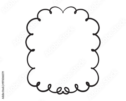 Curly whimsical black line handdrawn frame