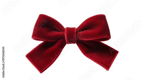 Photos Deep red velvet bow tie soft texture, isolated on transparent background