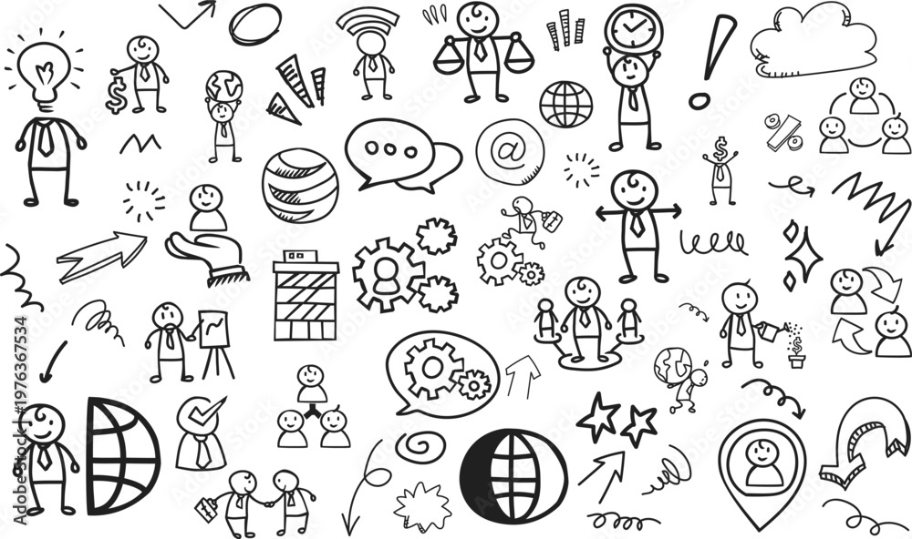 Fototapeta premium Business & Strategy Doodle Background