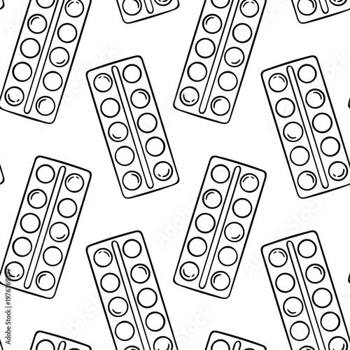 Palette of paints, simple vector pattern in doodle and sketch style. Hand-drawn repeating design of artist palettes with paint spots for creative textiles or packaging