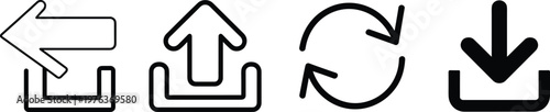 Foto Four arrow icons showing upload download and refresh actions on white background