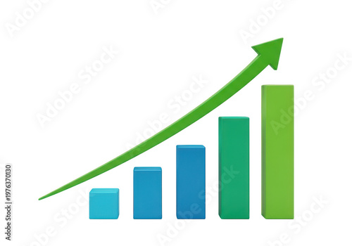 Free Download Increasing growth chart with green arrow and bars isolated on transparent background - GFXLoad