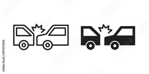 Tableau sur toile Rear end collision icon set, logo vector eps10
