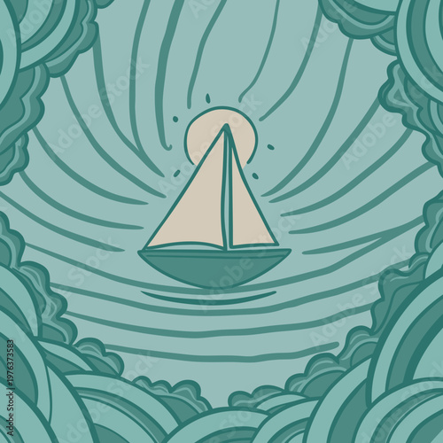 Sailboat Travel and Freedom Concept Vector Illustration