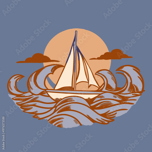 Sailboat Travel and Freedom Concept Vector Illustration