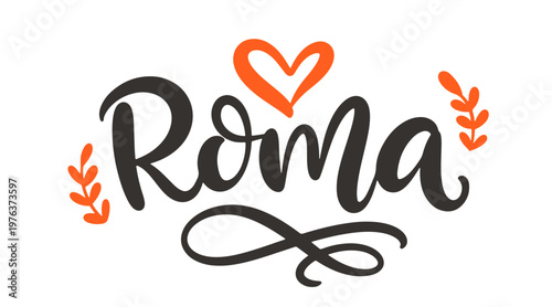 Roma lettering. Elegant city name calligraphy