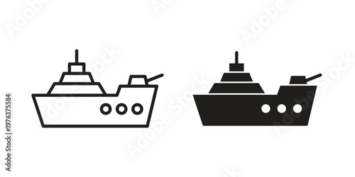 Warship icon set, logo vector eps10