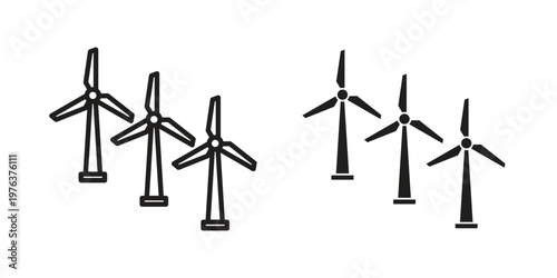 Wind turbine icon set, logo vector eps10