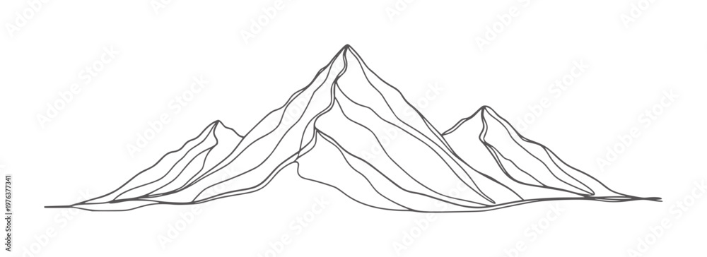 Fototapeta premium Stylized mountain range outline with sharp peaks and flowing lines