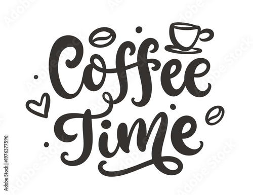 Coffee Time hand written lettering typography