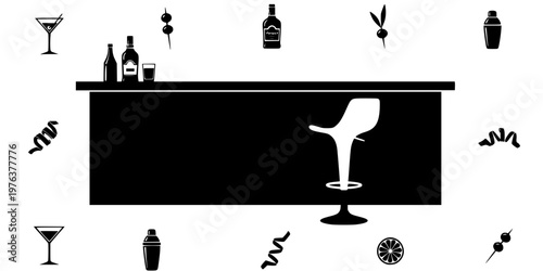 Bar Stool and Counter Furniture Silhouette