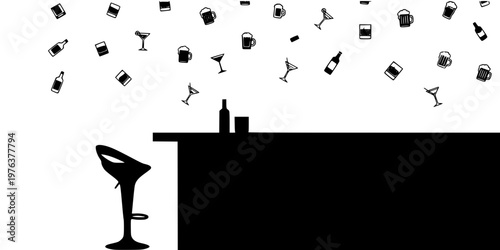 Bar Stool and Counter Furniture Silhouette