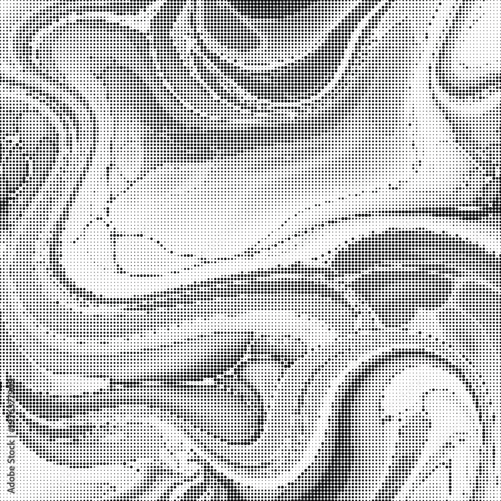 Fototapeta premium Wavy lines and fluid shapes forming abstract contours in a dot pattern, evoking a sense of movement and depth.