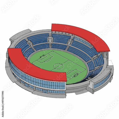Large Stadium with Red Roofs.