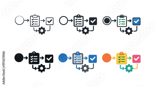 Workflow organization concept portraying a sequence of actions connected into a coherent system, symbolizing planning,