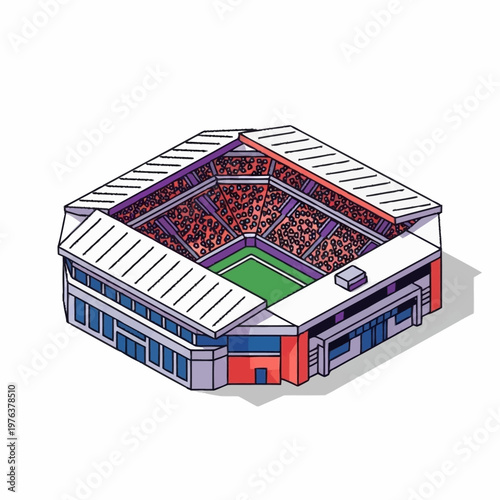 Stadium with green football field inside.