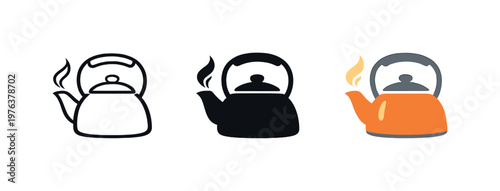 Cozy ritual expressed as a symbolic kettle with gentle steam plume conveying warmth and preparation of hot beverages — identical
