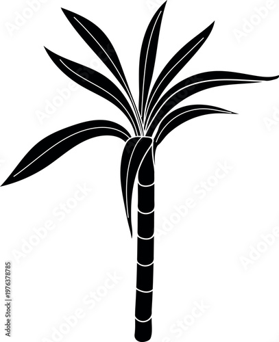 Sugar cane silhouette icon, tropical agricultural plant, black vector isolated on white