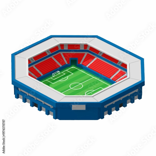 Soccer Stadium with Green Field.