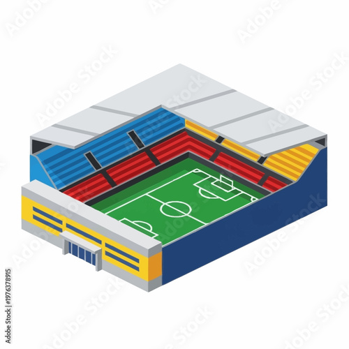 Soccer Stadium with Green Field.