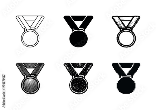 Sports medal with circular pendant and folded ribbon loop, symbolizing accomplishment and excellence | Create ONE image