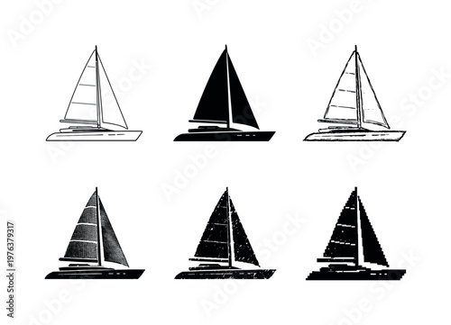 Modern sailing yacht with streamlined hull and large triangular mainsail, representing luxury travel and ocean adventure | Create