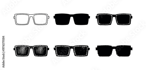 Modern square frame sunglasses with wide lenses and straight arms, designed to shield eyes from harsh daylight | Create ONE image