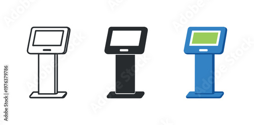 Minimal Kiosk Icons. municipal support environment context identical information kiosk icons appear arranged left to right with