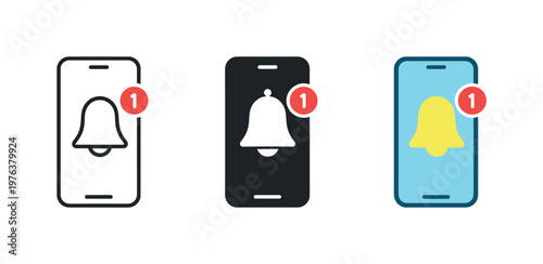 digital ecosystem environment context identical notification bell on phone icons appear arranged left to right with consistent