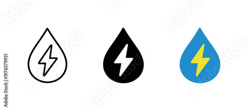 green innovation landscape context identical water drop with lightning bolt icons appear arranged left to right with consistent