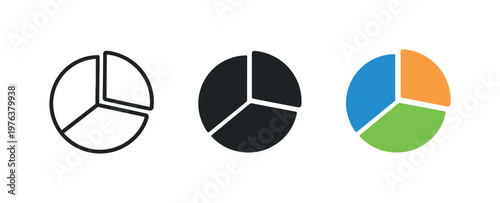 financial analysis context identical pie chart icons appear arranged left to right with consistent circular segment outline and