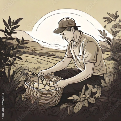 Farmer harvesting fresh produce from the field.