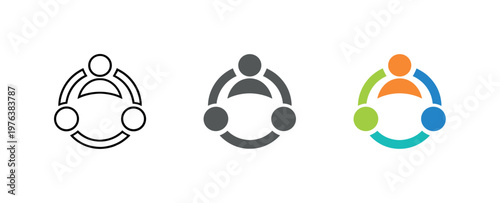 Symmetrical Emblem Icons. Organizational culture context shown by identical group emblem icons arranged in a straight horizontal