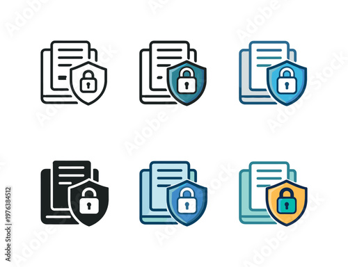 Digital safeguard symbols representing secure document protection and data privacy
