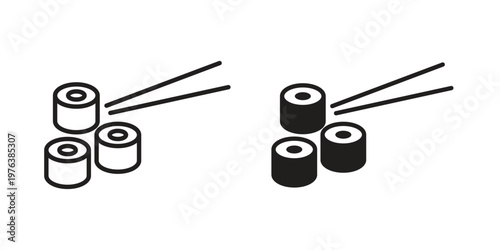 Sushi icon silhouette. Editable stroke. Line vector illustration design