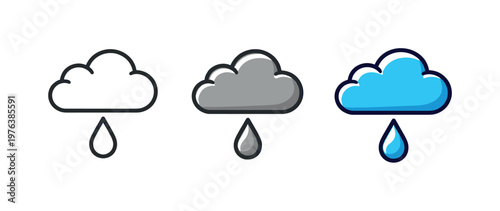 Shifting weather process illustrated by a single raindrop falling from a compact cloud shape, same geometry displayed side by