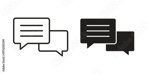 Text chat icon silhouette. Editable stroke. Line vector illustration design