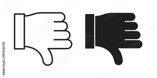 Thumb down icon silhouette. Editable stroke. Line vector illustration design