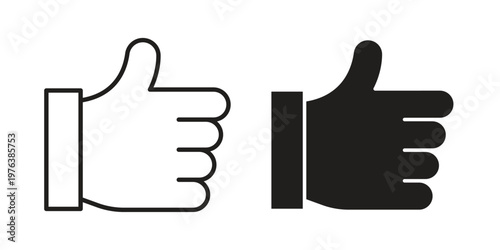 Thumb up icon silhouette. Editable stroke. Line vector illustration design