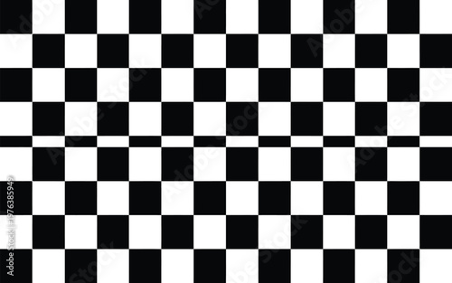Racing checkered pattern illustration, black and white seamless flag stripes for motorsport speed texture and repeating banner background design.