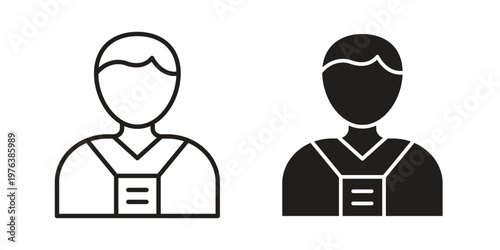 Tourist Guide icon silhouette. Editable stroke. Line vector illustration design