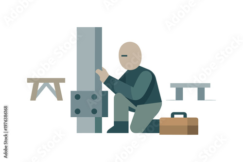 Individual drawing a single structural element closer while others drift back, beginning focused examination of work structure.