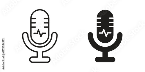 Voice recognition icon silhouette. Editable stroke. Line vector illustration design