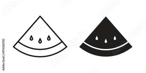 Watermelon slice icon silhouette. Editable stroke. Line vector illustration design