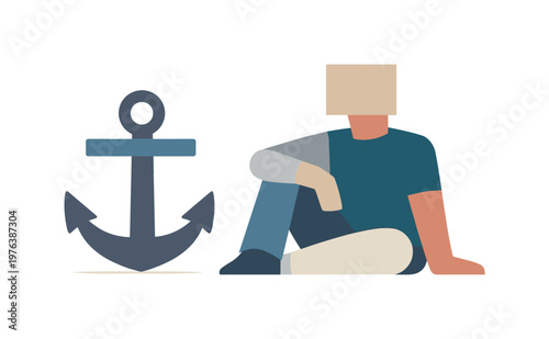 Conscious perception recognizes meaning as one dominant abstract form becomes clearly oriented. Stylized editorial character